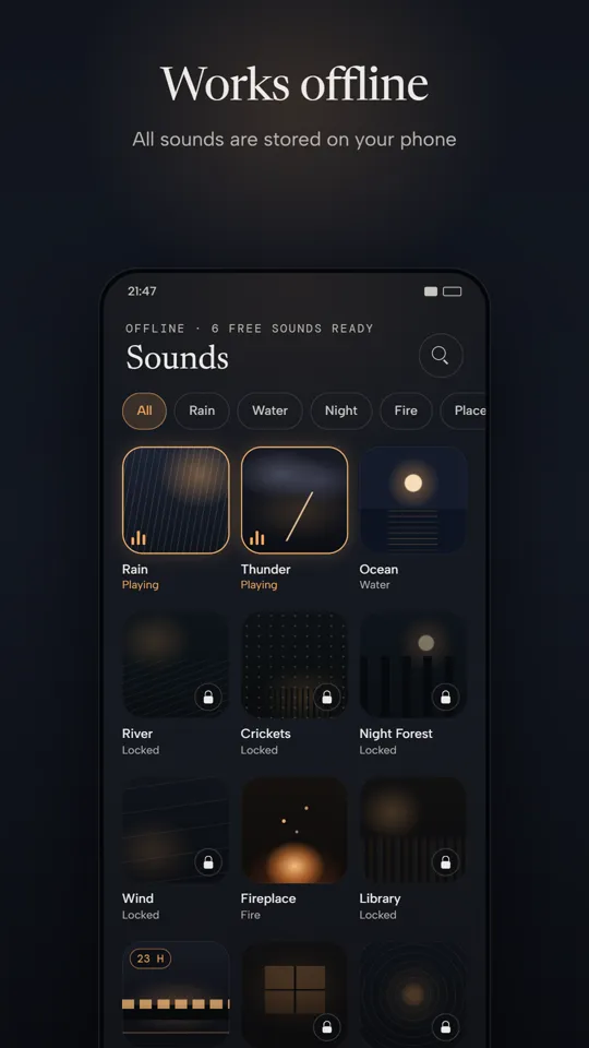 Sound library shown offline